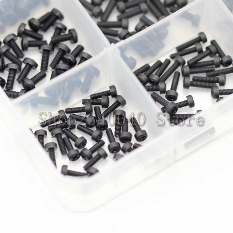 480pcs M2 M2.5 M3 Metric Threaded Black White Nylon Plastic Phillips Pan Head Cross Round Screw Bolt Hex Nuts length 6mm-12mm