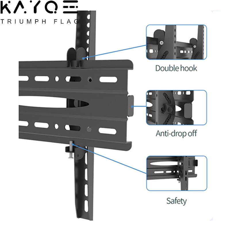 Universal Tilt 15° LCD LED TV Stand Wall Mount Bracket Holder Fit for 32"-65" Flat TV Max Loading 60KG Easy Installa Convenient