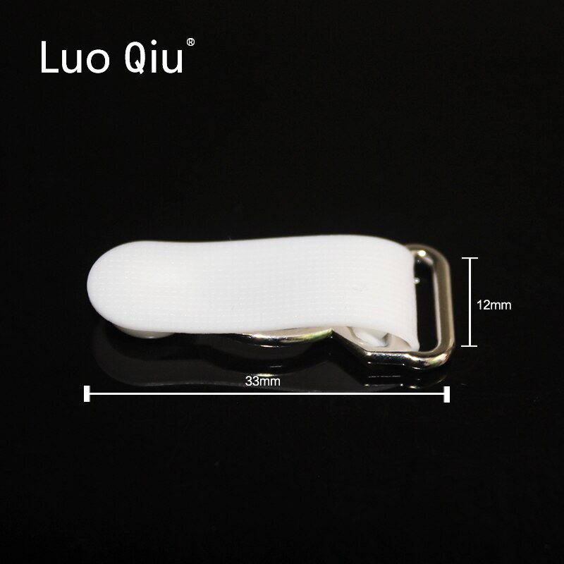 Luo Qiu 30 pcs/lot 1.2cm Silver Metal+white PP Garter clip Garment clips Clothing accessories Sewing Supplies