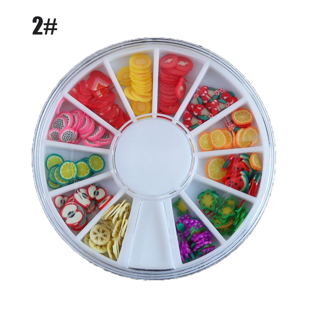 12 Desigs/Box Nail Fruit Plakjes Vlinder Decoratie Decal Paillette Zachte Polymer Klei Tips Cartoon Zomer Pailletten Nail Art acce: 2