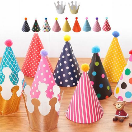 11Pcs/Lot Happy Birthday Party Shimmer Paper Cone Hat Crown Fun Game Celebration Home Decor Cone Hats Paper Crown birthday decor: Default Title