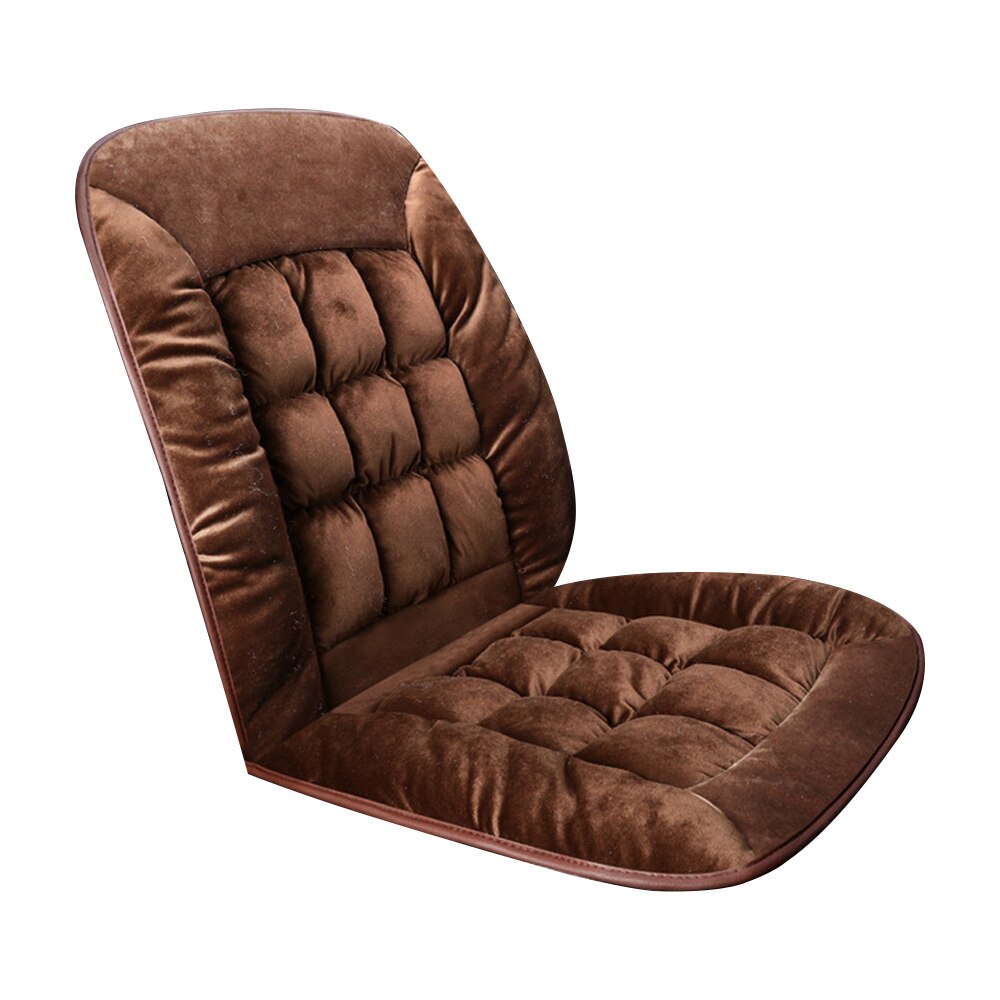 Universal Plush Car Seat Cover Warm Lattice Style Auto Front Back Backrest Seat Cushion Pad Car Winter Interior 4 Seasons 2pcs: Coffee-1pcs