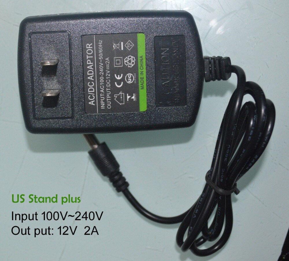 Led strip adapter us & eu plus led adapter strømforsyning led strømforsyning 12v 2a 24w transformer 100 ~ 240v 15cm ledning