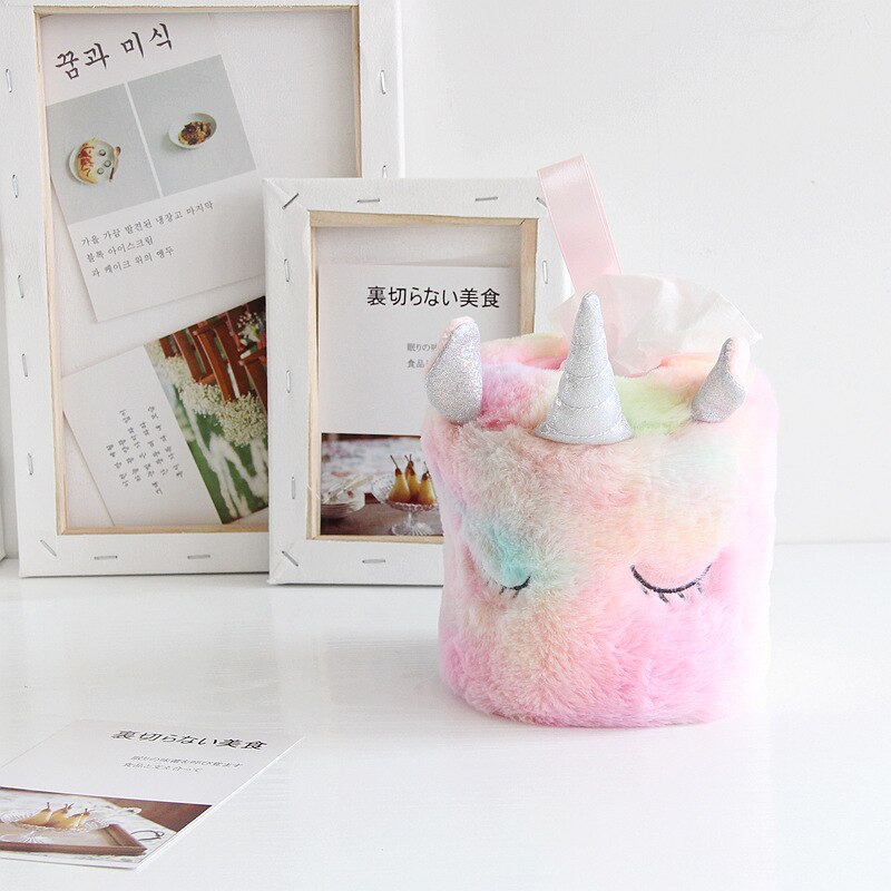 1 PC Cute Unicorn Tissue Box Plush Tissue Storage Holder Novelty Funny Tissue Box For Home Bedroom Restaurant Small: A