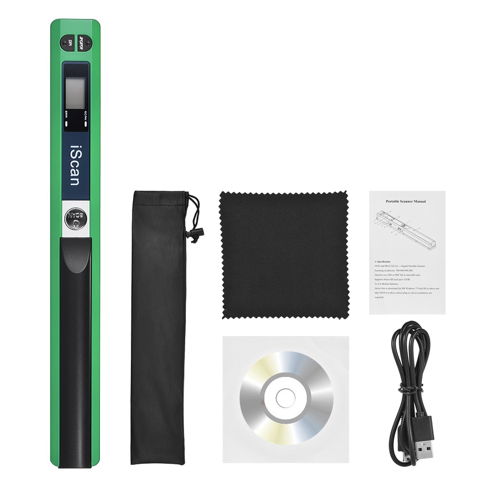 Portable Handheld Wand Wireless Document & Images Scanner A4 Size 900DPI JPG/PDF Formate LCD Display for Business Reciepts Books