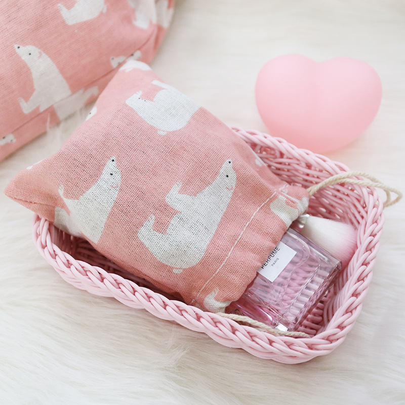 Mode Multifunctionele Draagbare Reizen Cosmetische Zak Katoen Trekkoord Student Doek Bag