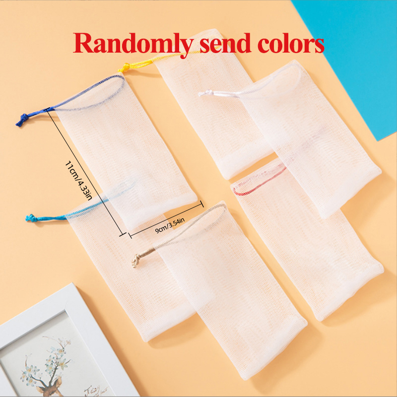 10/20PCS Soap Foaming Net Portable Mesh Soap Bag Body Wash Soap Foaming Net Bag Bathroom Soap Exfoliating Mesh Bags For Shower: Verde claro / L