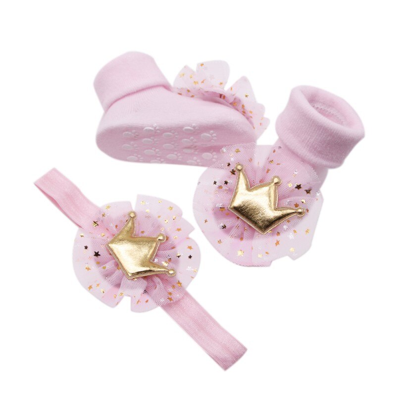 2 stücke = 1einstellen Blüht Haarband Mädchen Headwear freundlicher Elastisches Haarband freundlicher Haar Zubehör mit Baumwolle Socken einstellen
