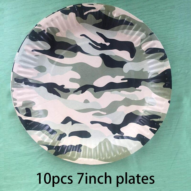 Army Green Camouflage Theme Party Disposable Paper Tableware Decorative Banners For Kids Birthday Party Decor