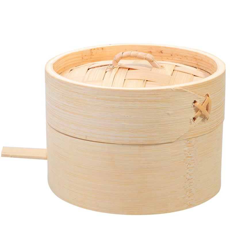 1 Set Wooden Steamer Round Steamed Rack Chinese Steam Basket And Cover For Food Buns Dumplings Dessert Cooking: 9x9 x7cm