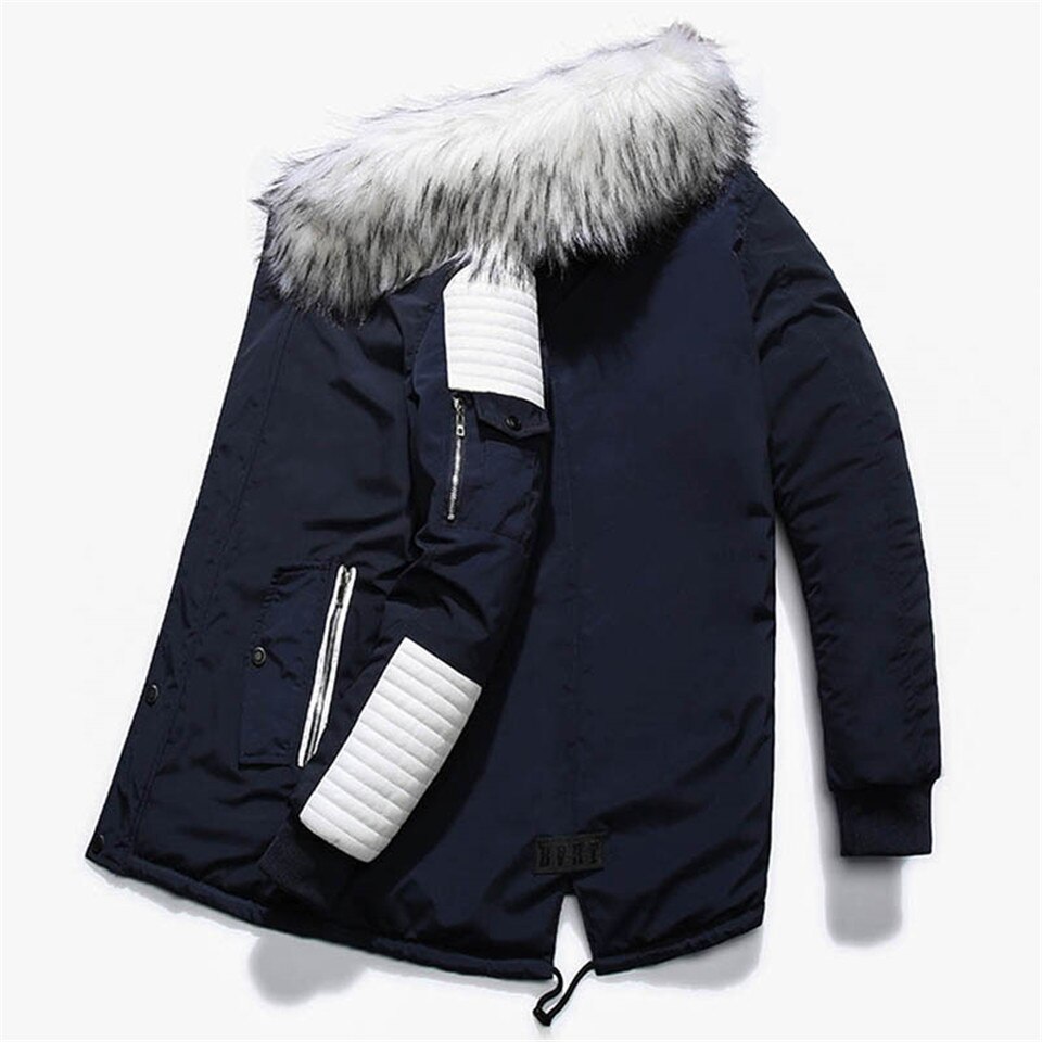 Mærke vinterparkaer mænd tykkere varme parkaer afslappet langt outwear jakker og frakker med hættekrave mænd veste homme