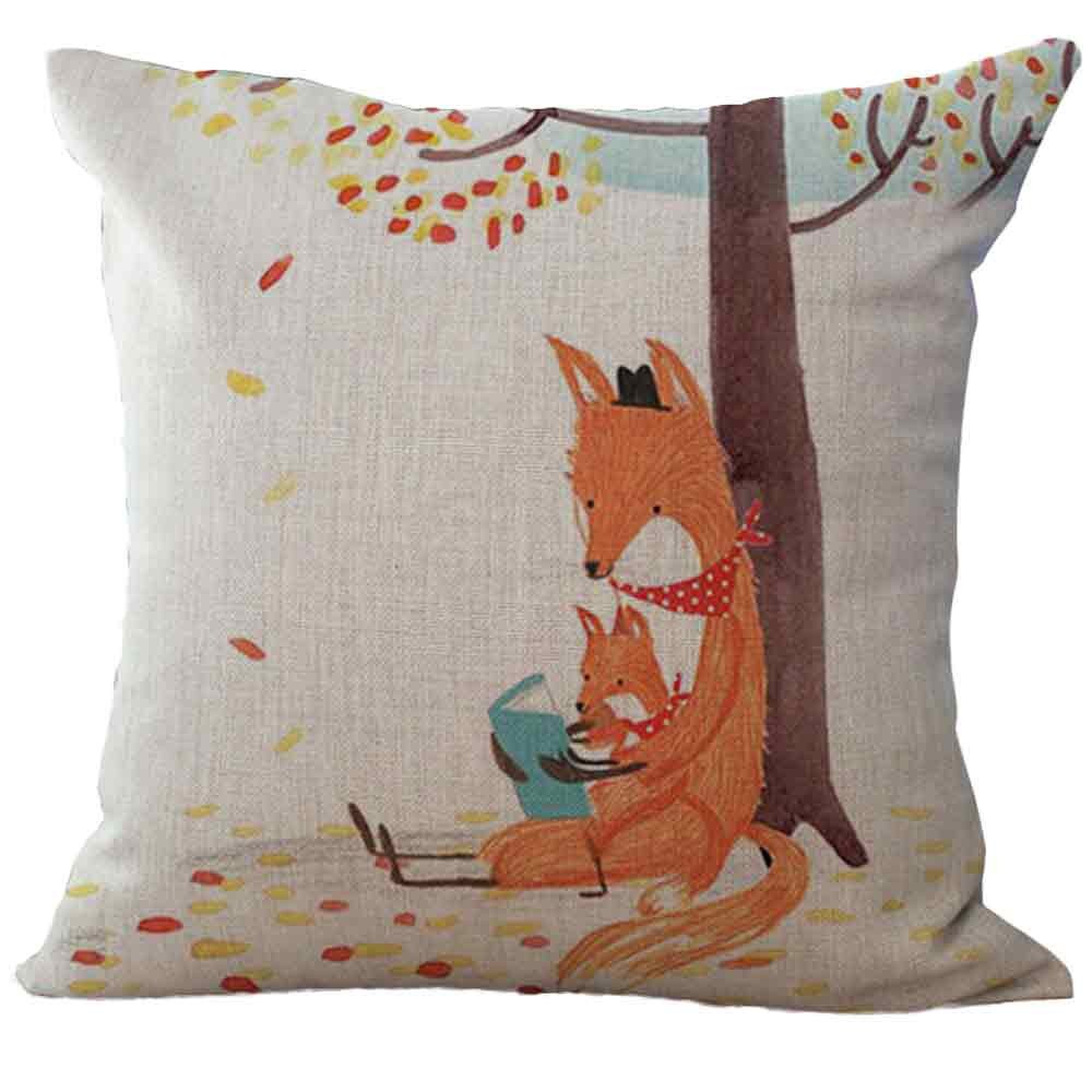 Fox Print Sofa Bed Home Decoration Pillow Case Cushion Cover Linen Pillow Cushion Covers Cartoon Throw Pillows coussin decoratif