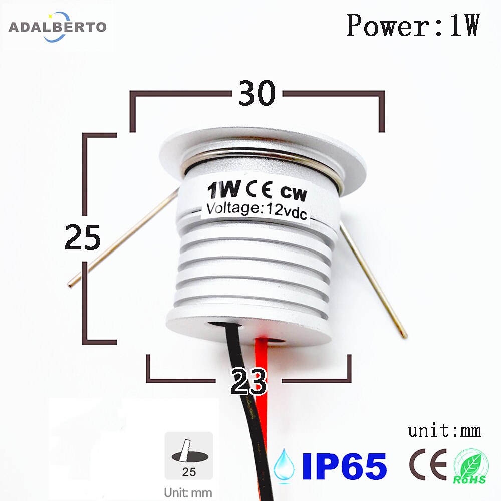 1W 12V Mini LED Spotlight 25mm 3V Recessed Downlight Ceiling Spot Lighting Indoor Corridor Stair Lamps Gazebo Kitchen Lights