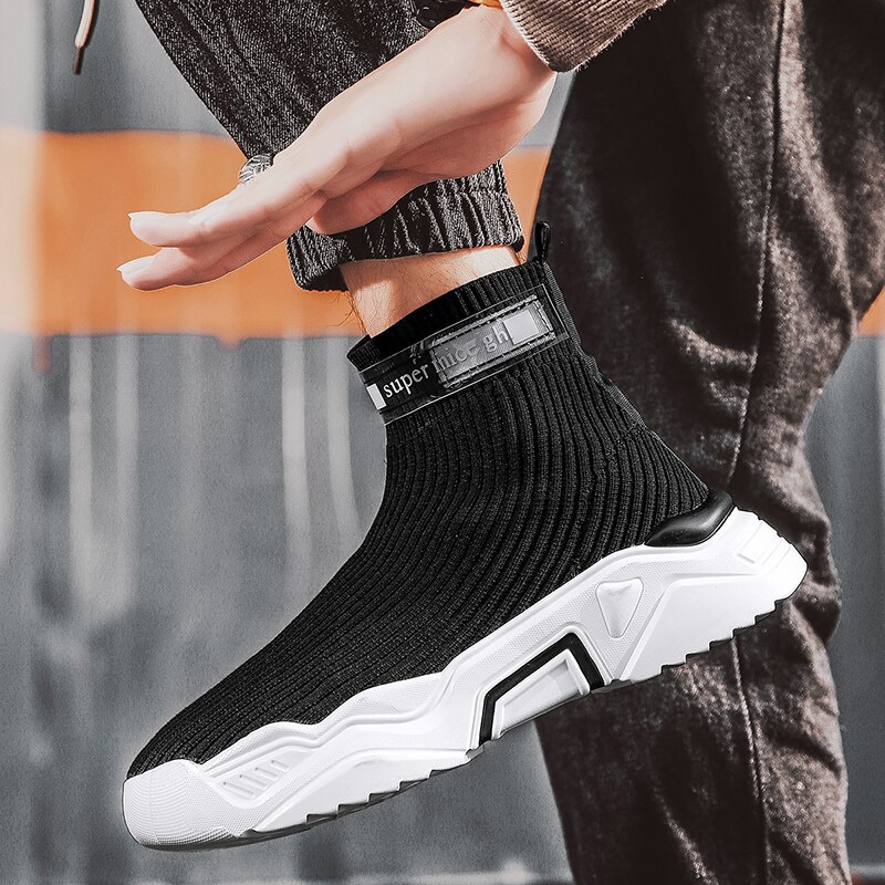 FGXZQ Herbst hoch oben Socken Schuhe Gittergewebe Atmungsaktive lässig männer Schuhe Neue Schüler Schuhe Seismische Schuhe Für männer Licht