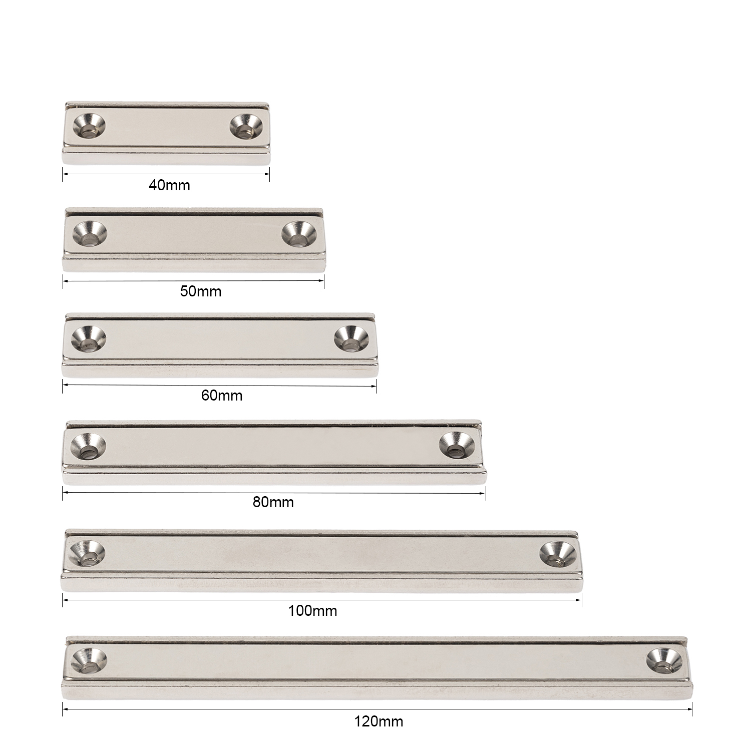 L40-L120mm Strong Magnet Magnetic Holder Square Rectangle Pot Magnets with Screws for DIY Projects, Science & Office Fridge