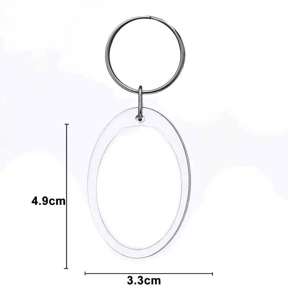 5/100 stuks transparante rechthoekige blanco acryl inzetstukken voor sleutelhangers, fotolijstjes, sleutelringen, doe-het-zelf sleutelhangers met splitring