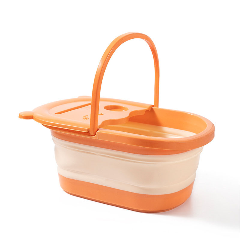 1pcs Foldable Foot Bath Bucket Massage Foot Wash Basin Home Laundry Tub Bucket Adult Foot Bath Basin Bathroom Accessories: black