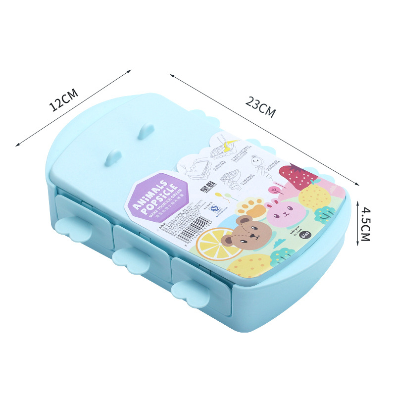 6 Grid Cartoon Ice Molds Plastic Molds Ice Tray Home Bar Party Ice Hockey Holes Making Box Molds with Cover DIY Moulds: Blue