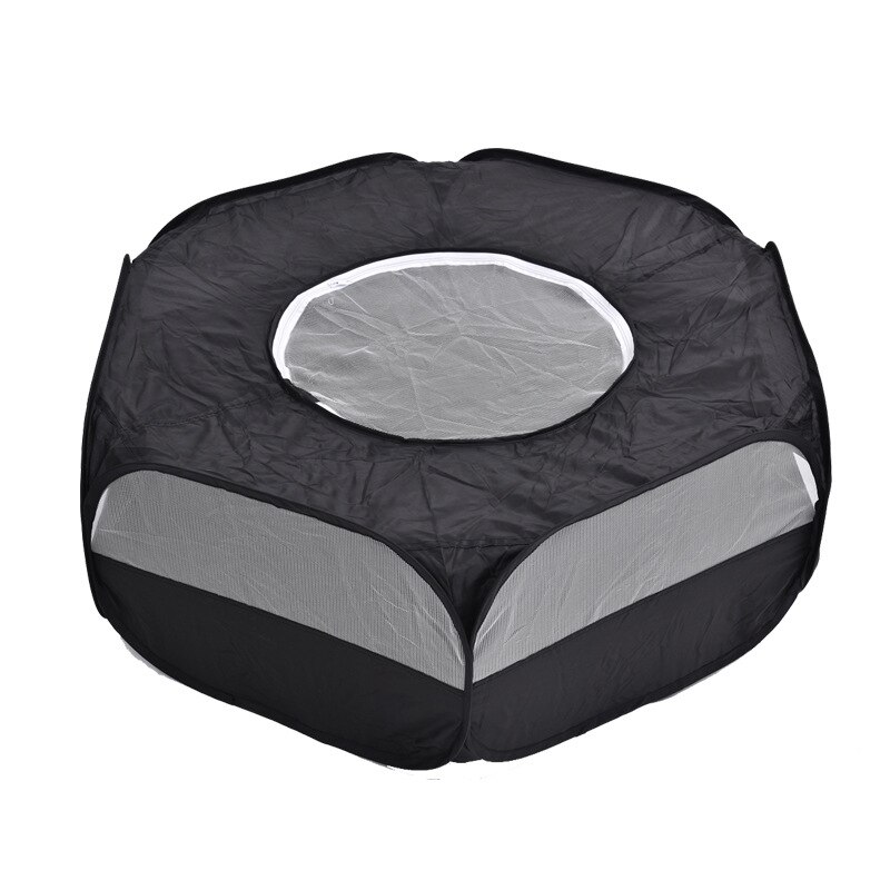 Folding Small Pet Fence Outdoor Indoor Exercise Game Crawling Small Animal Tent (with Cover and Side Cloth): Black