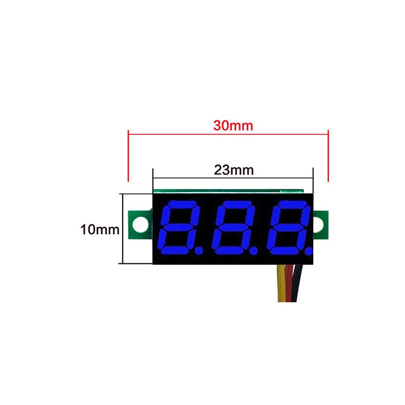 3 wire 0.28 tommer  dc 0-100v mini led display gauge spændingsmåler voltmeter værktøj målehastighed 200ms/ nøjagtighed: Blå