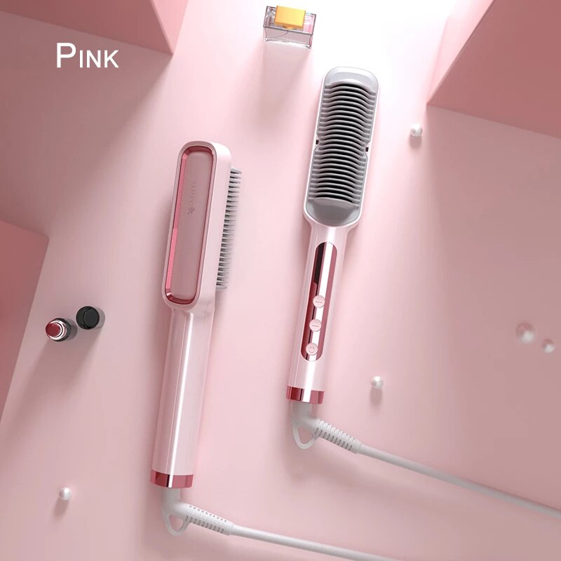 Comb Electric Hair Straightening Brush Anti-scalding Hair Straightening Comb Fast Heated Flat Iron Ceramic Hair Curler Curl