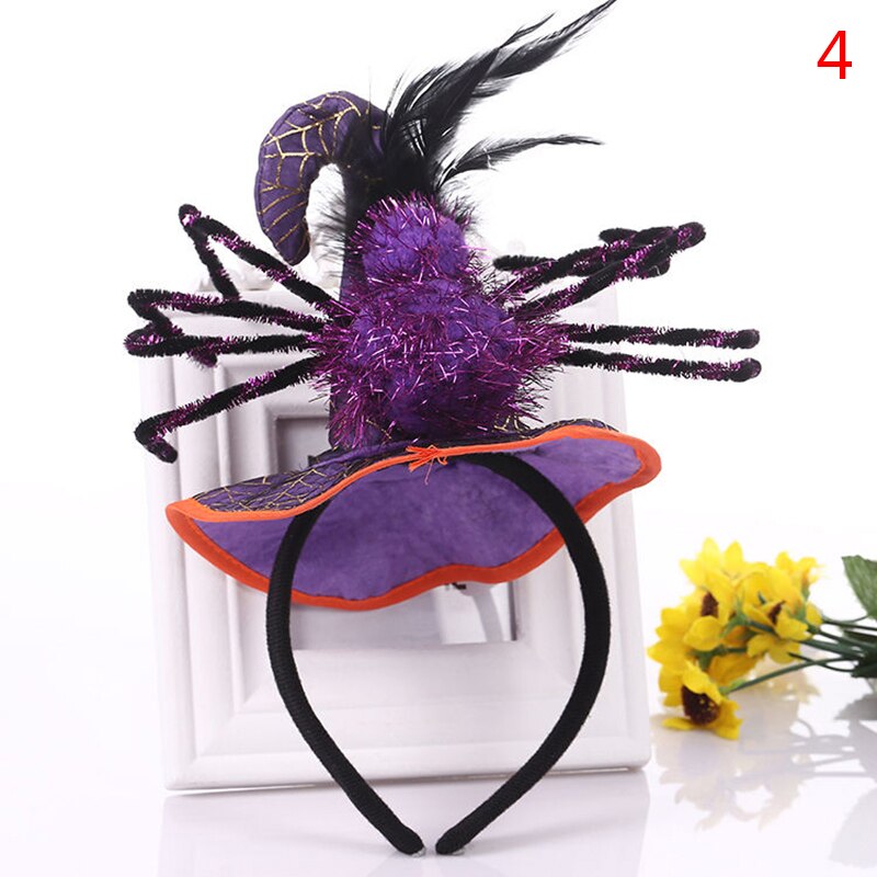 Sombrero de bruja, diadema de araña de Halloween, decoración de calabaza para de vacaciones: N4