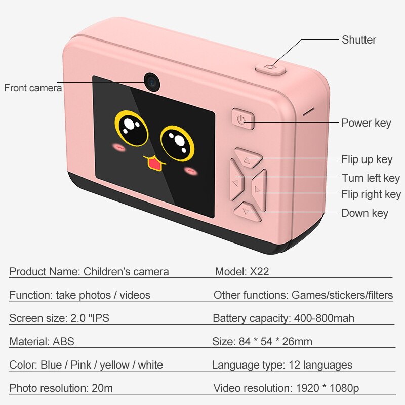 Tegneserie digitalkamera til børn børn søde kamera 20mp 1080p hd foto videokameraer til børn fødselsdag til pige dreng