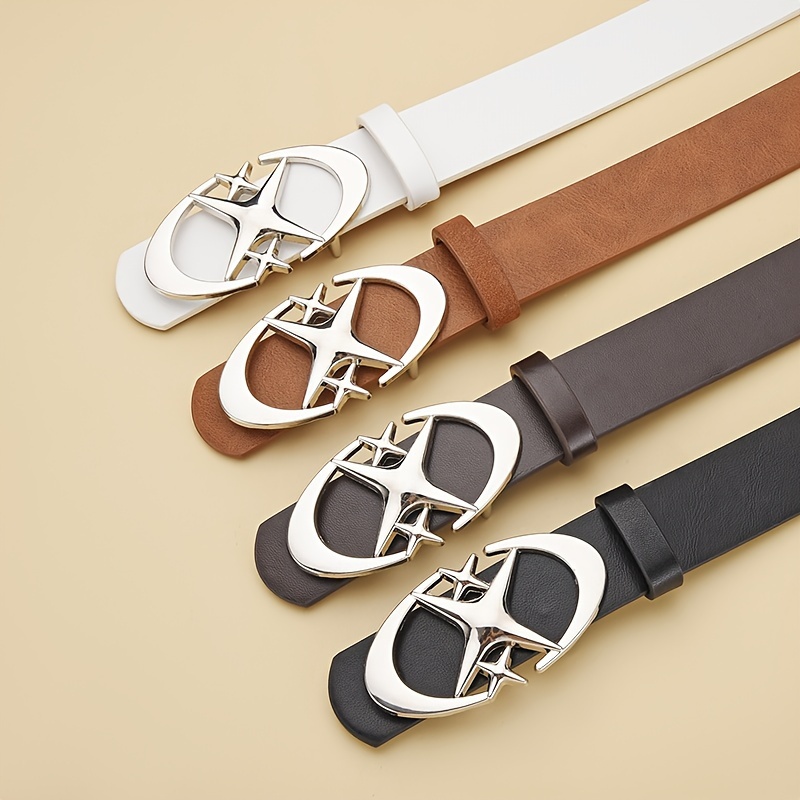 Cinturón para hombre Punk estrella hebilla cinturón Cruz Metal Vintage gótico hombres mujeres Y2K cinturón Pu cinturón de cuero pantalones vaqueros cinturones neutros