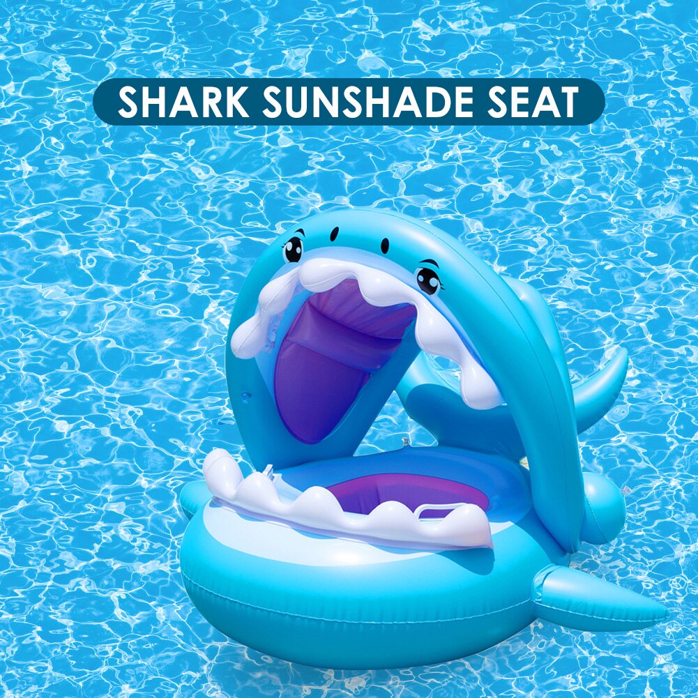 Kids Inflatable Shark Seat Toy Swimming Ring Pool Floating Row Water Bed Float Summer Cool Party Water Playing Sports Toys