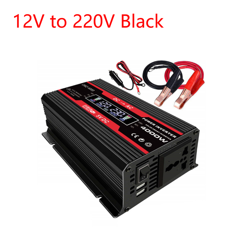 Inversor de energía Solar para coche, convertidor de onda sinusoidal pura, Panel Solar, USB Dual, 4000W, cc 12V a CA 110V/220V: Beige