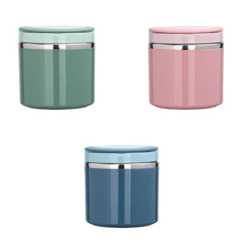Round Thermal Lunch Box 630/1000ml Insulated Food Container with Lid Soup Jar Milk Cup for Home School Office Picnic