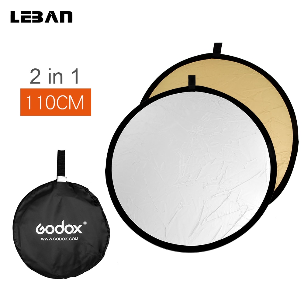 Godox 2in1 110cm réflecteur de photographie rond de lumière pliable pour Studio ou extérieur (2in1 110cm)