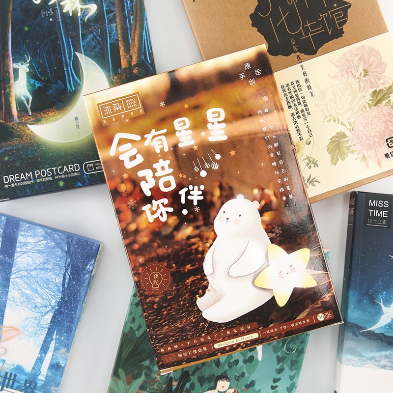 Christmas Postcard Greeting Card Arts Aesthetic Scenery Christmas CardS 30 Sheets/Box