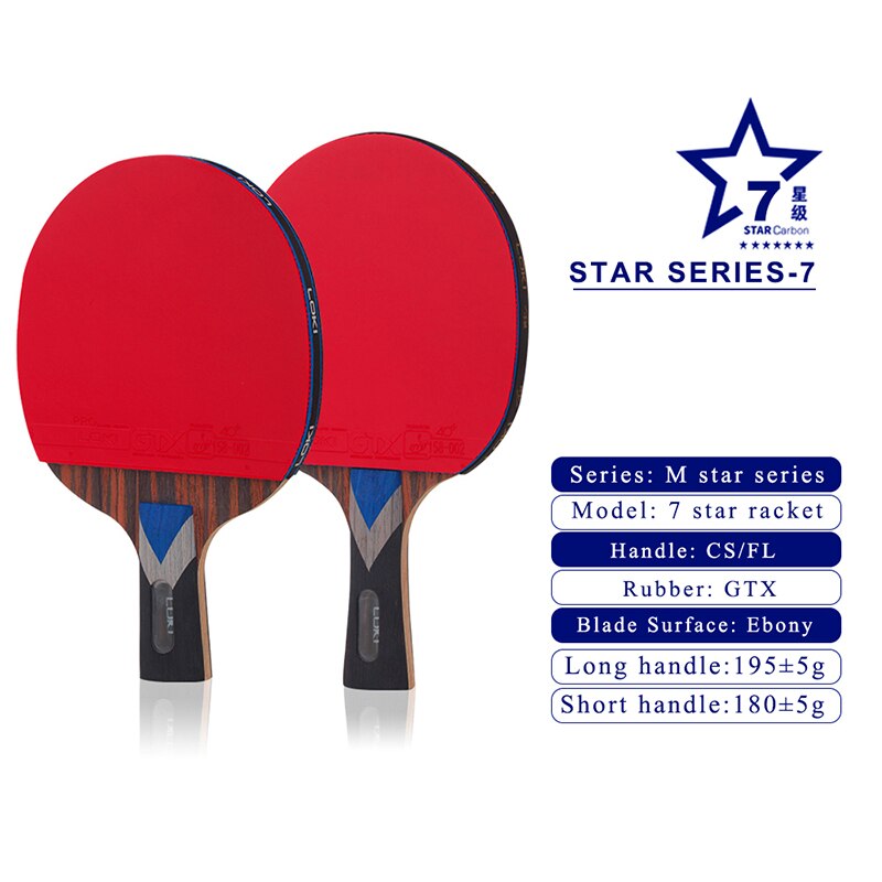 Loki 5/6/7 estrela raquete de ping pong profissional ofensiva lâmina carbono raquete de tênis mesa bat paddle com ittf aprovado borracha