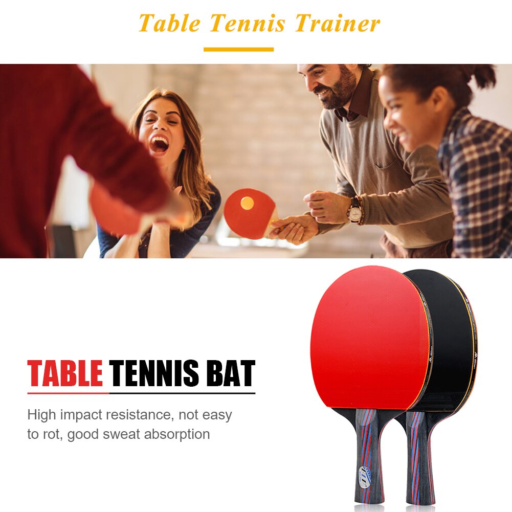 Houten Dubbele Gezicht Tafeltennis Racket Set Volwassen Student Training Krachtige Ping Pong Paddle Bat Met Zak