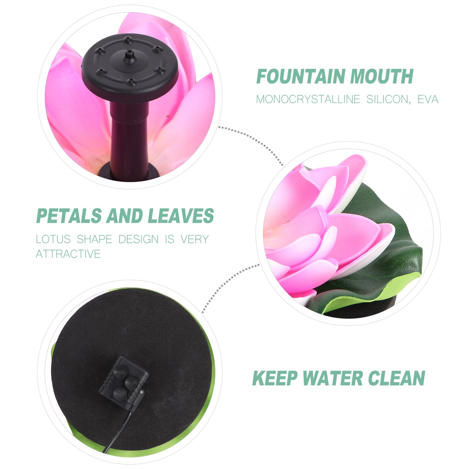 Lotus Shape Water Fountain Ponds Solar Panel Fountain Garden Decoration