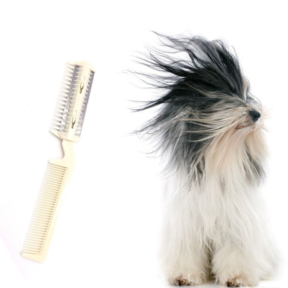 Kæledyr kattehund hår hår trimning barberkniv pleje kam trimmer dobbeltsidede vinger tyndere adskilt frisør værktøj  #h0