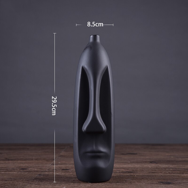 Nordisk stil moderne boligdekorationer keramisk ansigtsvase dekoration stue blomsterarrangement kunsthåndværk møbler: D