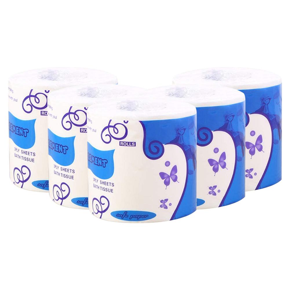 1/2/3/4/5/10 Roll Toilet Paper Bathroom Kitchen Toilet Tissue Paper 3-Ply Degradable White Soft Roll Paper For Home Restaurant
