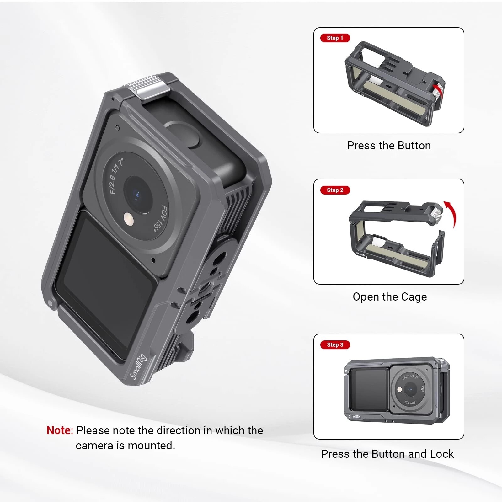 Smallrig Actie Camera Kooi Voor Dji Action 2 Power Combo Of Dual-Screen Combo W/Koud Schoen M4 en 1/4 &quot;Schroef Gaten 3661