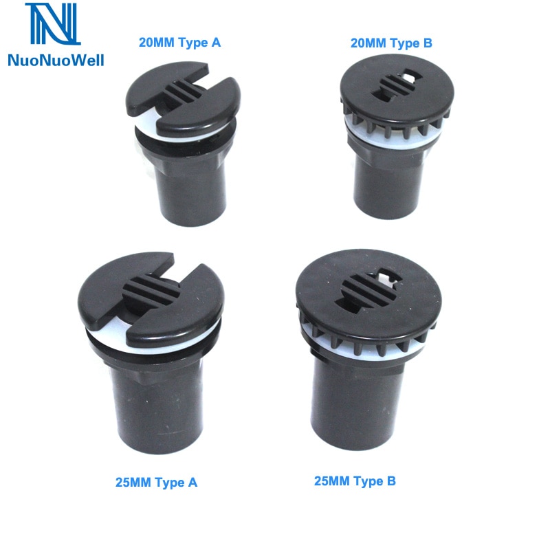 NuoNuoWell Aquarium 20/25MM Bulkhead Fitting Slip Connector With Leak Proof Gasket Fish Tank Pond Drainage Adapter Black