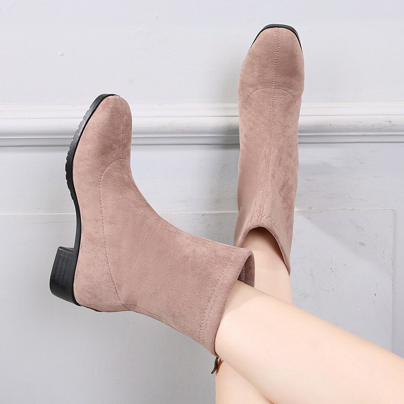 Laarzen platte hak grote maten schoenen dames halfhoge laarzen dames lage hakken laarzen chelsea ronde neus winterschoenen grote maten