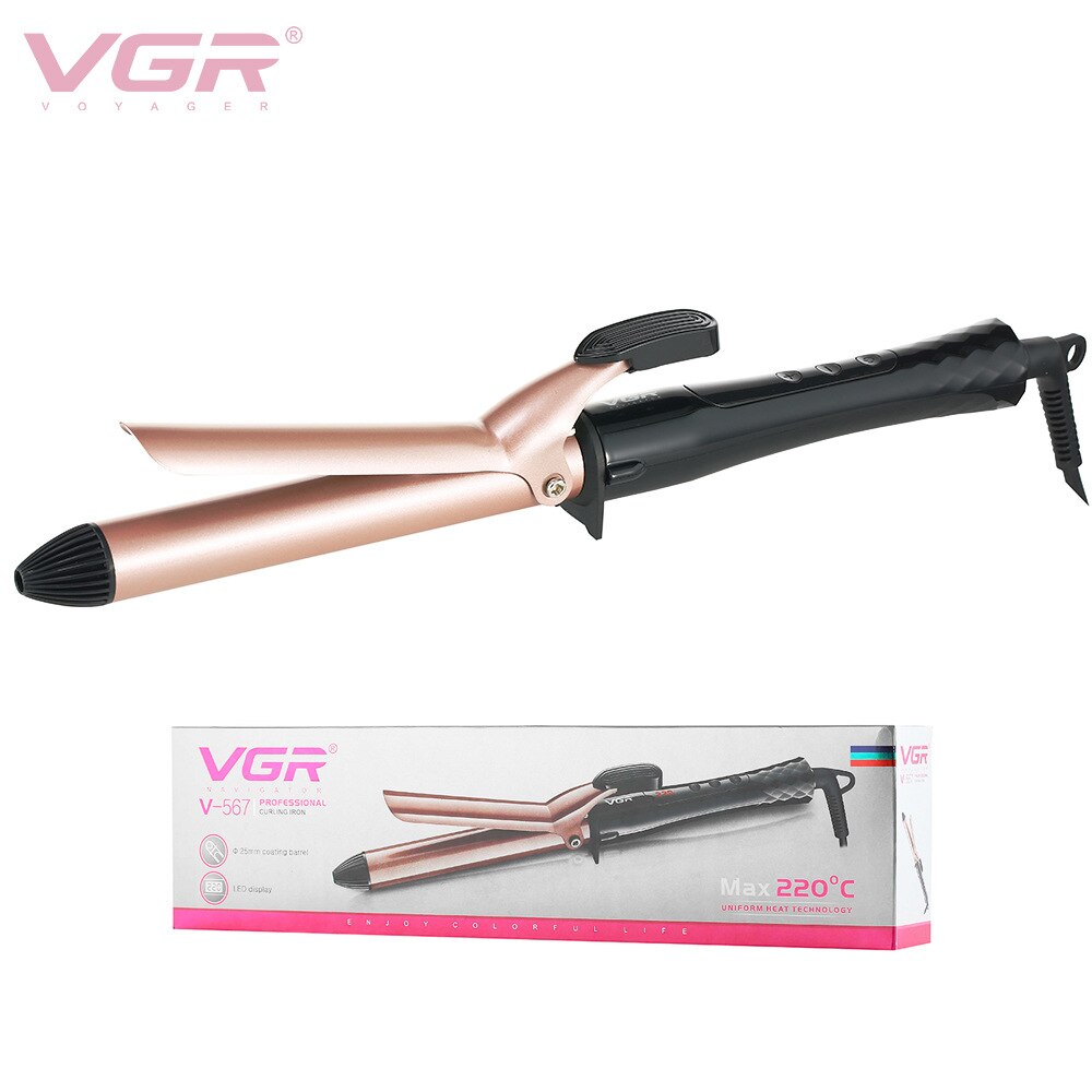 Tourmaline Ceramic Hair Curler Lcd Curling Iron Roller Curls Wand Waver Multi temperature control Styling Tool: with box