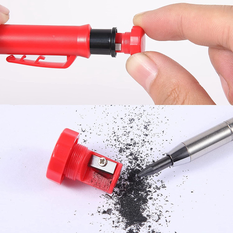 Timmerman Potlood 12 Refill Leads Ingebouwde Puntenslijper Bouw Potloden Voor Timmerman Bouw Houtbewerking Gereedschap