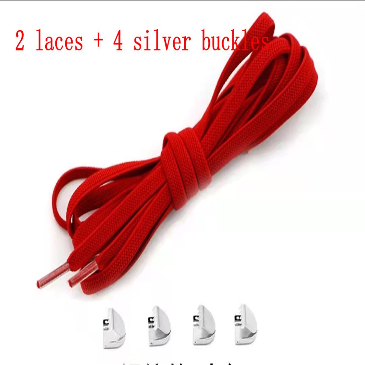 Cordones elasticos zapatillas sznurówki których nie trzeba wiązać sznurowadła dla dzieci i trampki dla dorosłych sznurowadło szybki leniwy metalowy zamek sznurowadła: czerwony