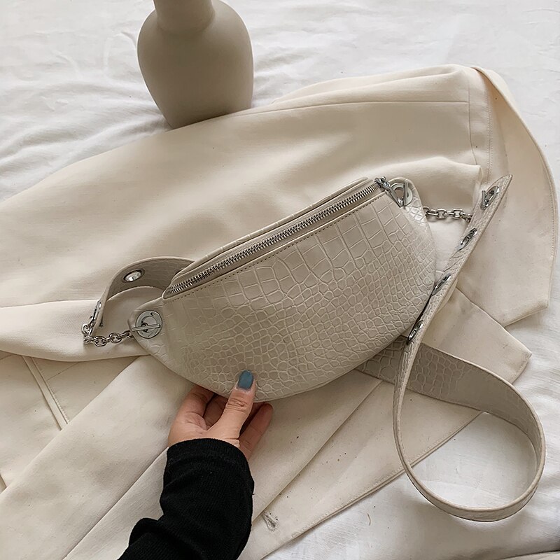 Kleine Steen Patroon Pu Lederen Crossbody Tassen Voor Vrouwen Zomer Mode Schouder Handtassen Vrouwelijke Reizen Cross Body Bag: Beige