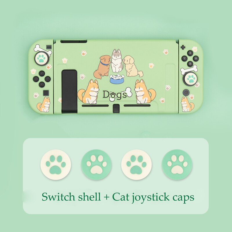 Geekshare Nintendo Switch Green Honden Bone Feest Cartoon Fairy League Hard Cover Girp Shell Voor Nintendo Switch: Shell and Caps