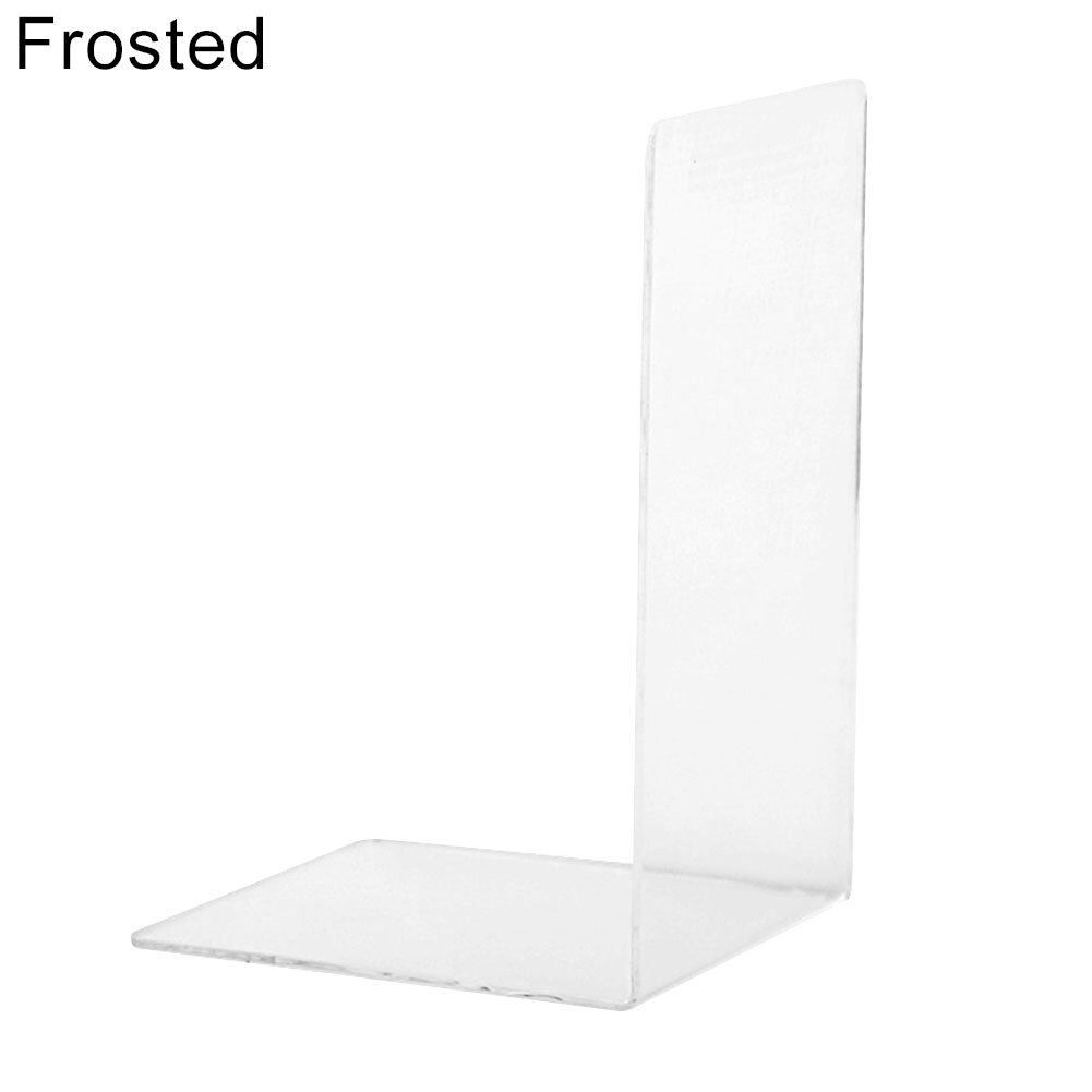 1Pc Multipurpose Transparent Acrylic Bookends Stand Bookshelf File Book Magazines Holder Office Desktop Decorative Storage Rack: Frosted