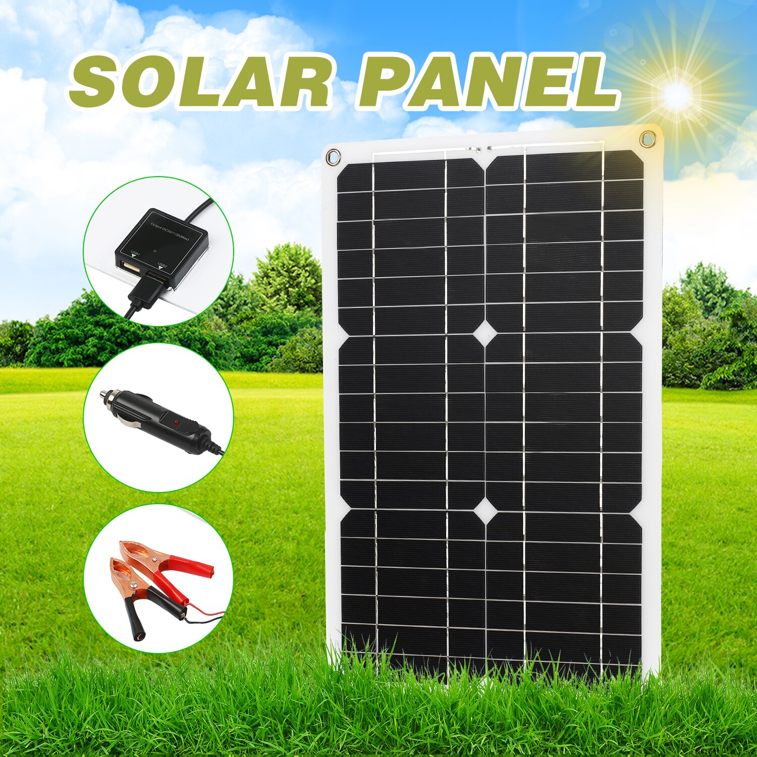 18W 12 V Solar- Tafel Bausatz Dual USB Hafen aus Monokristalline Modul mit Solar- Laderegler SAE Verbindung Kabel Bausätze