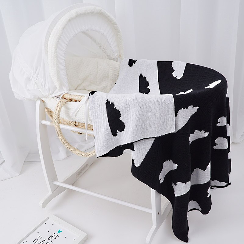 KlaringIns Katoen Gebreide Baby Blanke, herfst Winter Kinderwagen Deken Kinderen Patroon Cross/Clauds/Hart Beschikbaar 10 +: clauds